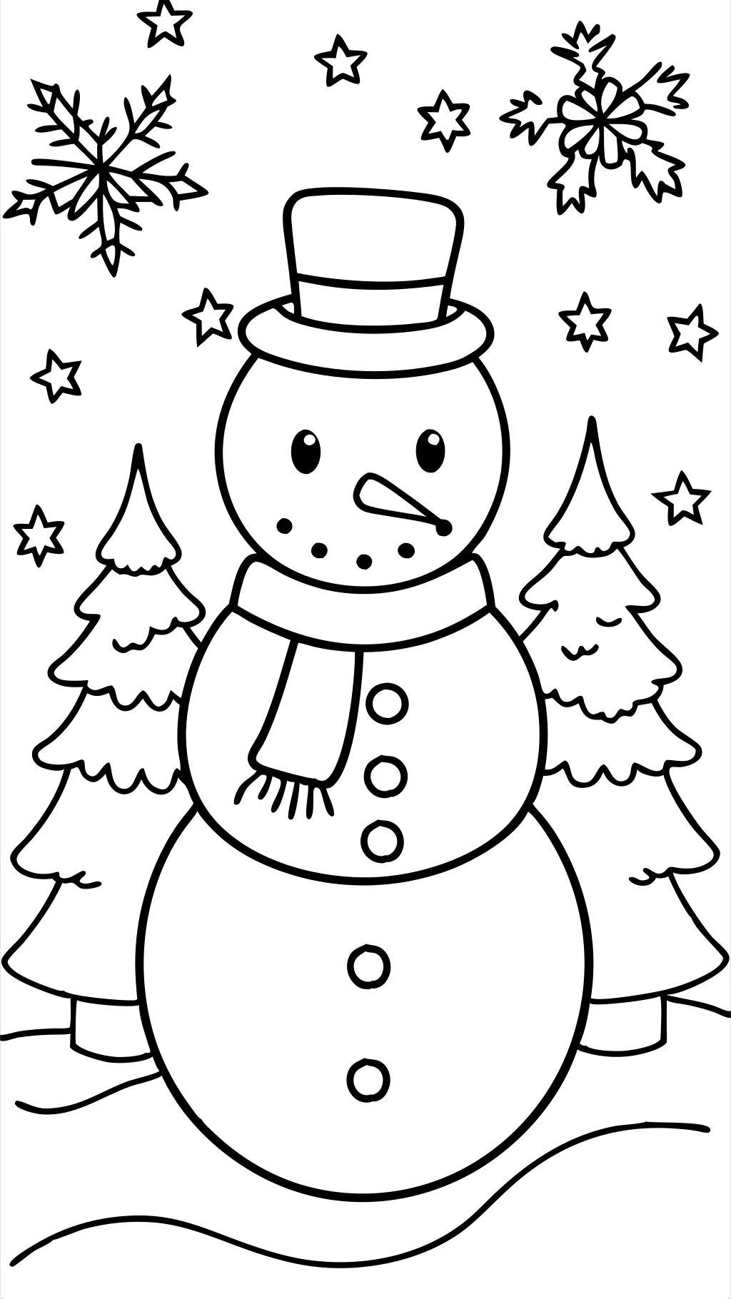 coloring page of a snowman